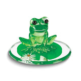 Frog and Lily Pad Handcrafted Glass Figurine