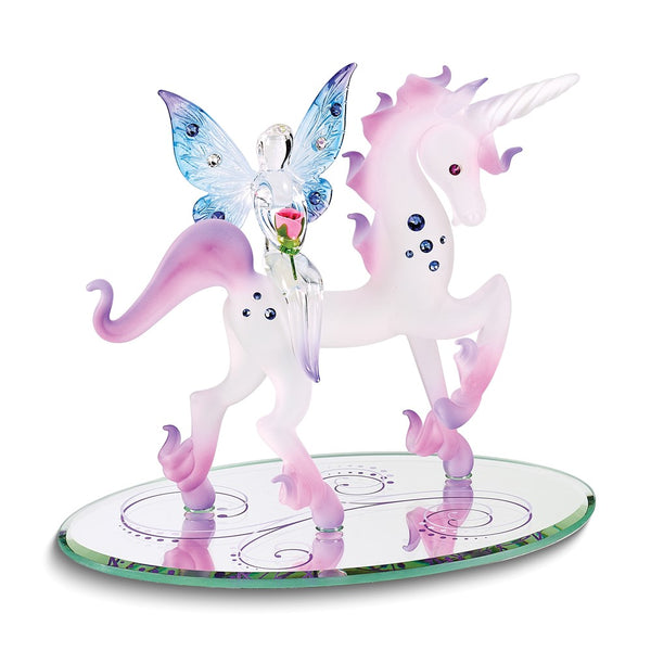 Magical Unicorn and Fairy Handcrafted Glass Figurine