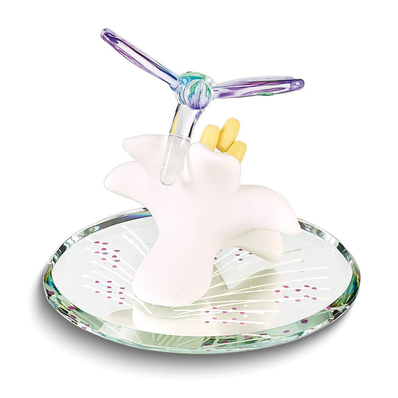 Dragonfly and Lavender Lily with Base Handcrafted Glass Figurine