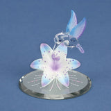 Hummingbird and Blue Lily with Base Handcrafted Glass Figurine