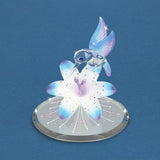 Blue Hummingbird and Blue Lily with Base Handcrafted Glass Figurine