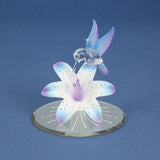 Blue and Purple Hummingbird and Lily with Base Handcrafted Glass Figurine