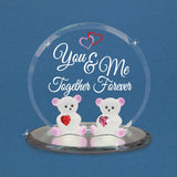YOU AND ME TOGETHER FOREVER Bears with Red Heart Crystals Handcrafted Glass Figurine