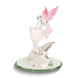 I LOVE YOU Pink Hummingbird and Rose Handcrafted Glass Figurine