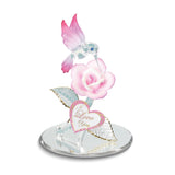 I LOVE YOU Pink Hummingbird and Rose Handcrafted Glass Figurine