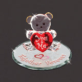 YOU AND ME TOGETHER FOREVER Bear with Red Heart Handcrafted Glass Figurine