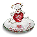 YOU AND ME TOGETHER FOREVER Bear with Red Heart Handcrafted Glass Figurine