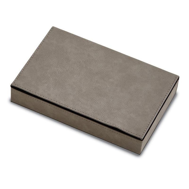 Grey Leatherette 5 Dice and 2 Card Deck Set