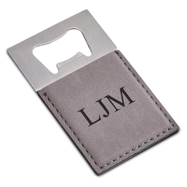 Grey Leatherette Silver-tone Bottle Opener