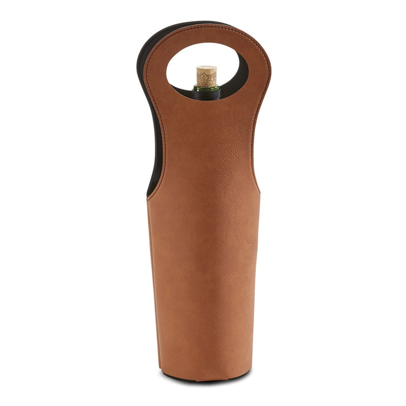 Caramel Leatherette Wine Tote