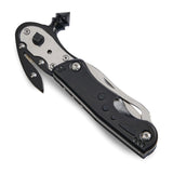Black Glass Breaker/Seat Belt Cutter/Ratchet Driver with 3 Bits/Knife/Saw/Bottle Opener/Wrench and LED Light Multi-Tool