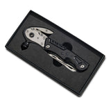 Black Glass Breaker/Seat Belt Cutter/Ratchet Driver with 3 Bits/Knife/Saw/Bottle Opener/Wrench and LED Light Multi-Tool