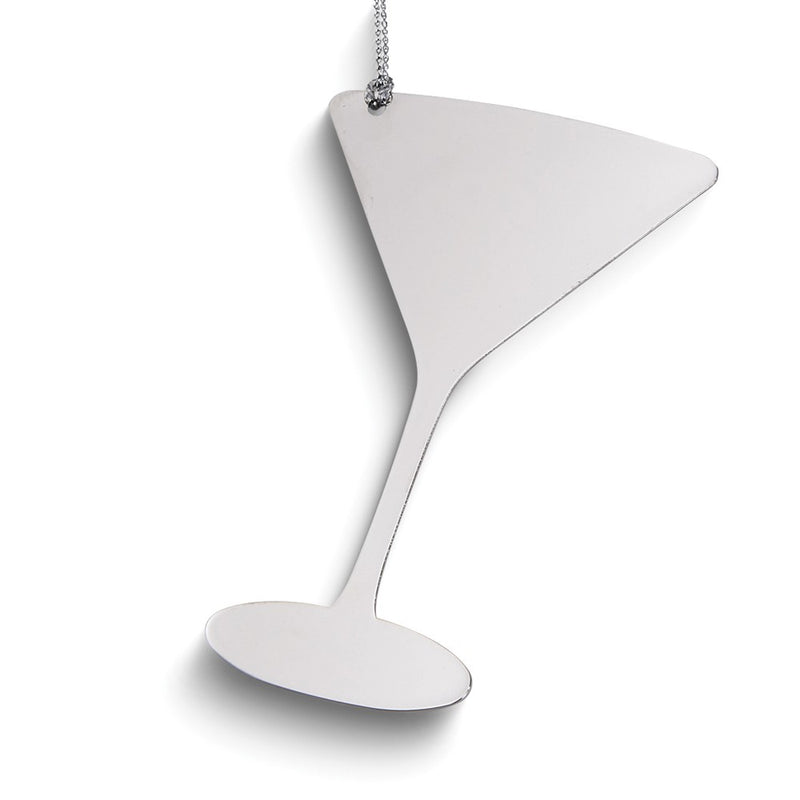 Nickel-plated Silver-tone Metal Martini Ornament