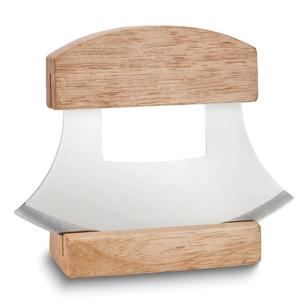 Stainless Steel Ulu Knife with Wooden Stand