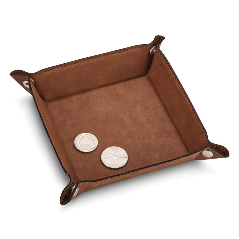 Caramel Leatherette Snap Valet Tray