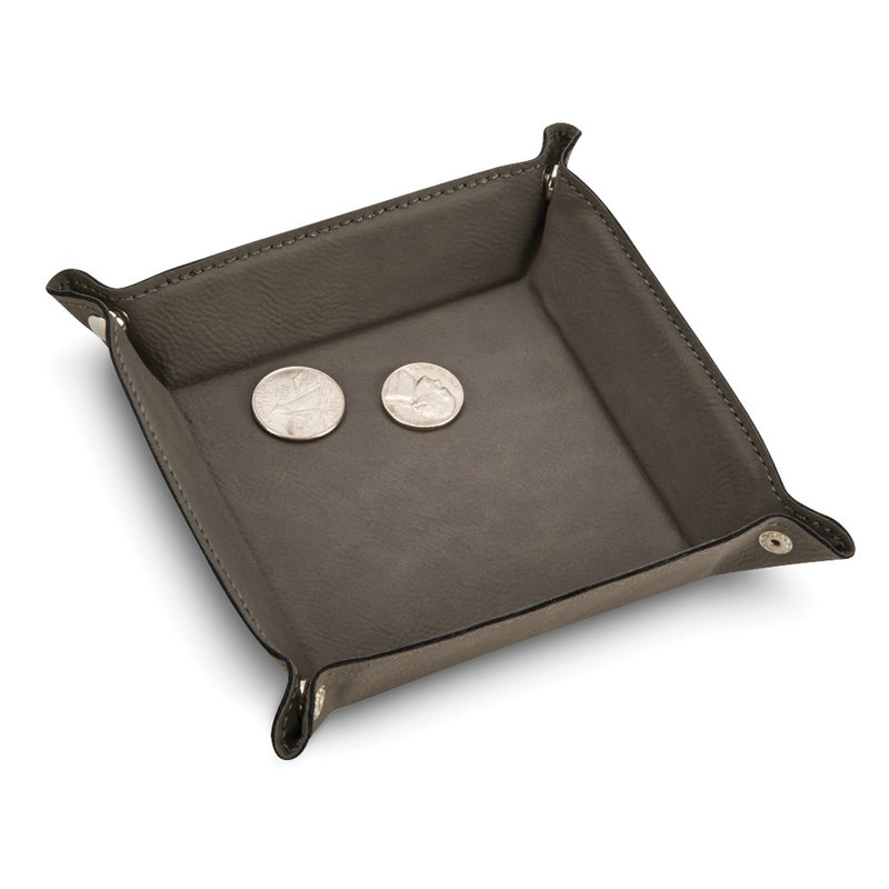 Grey Leatherette Snap Valet Tray