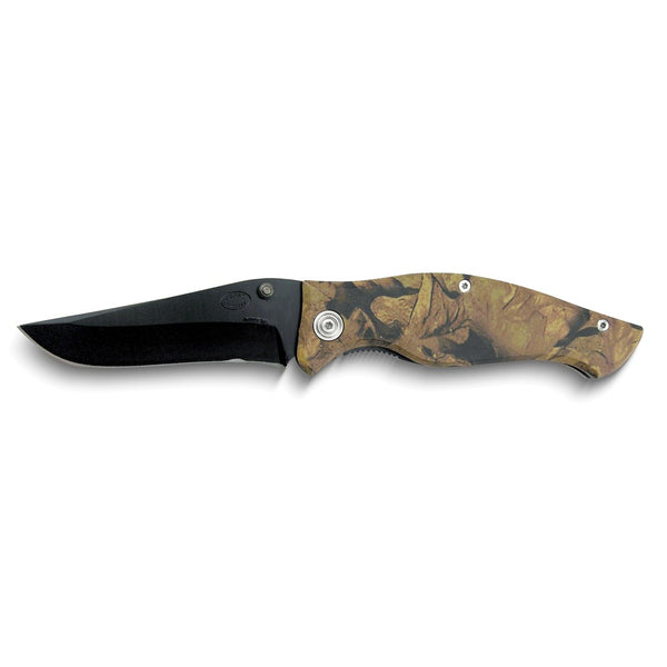 Frost Cutlery Fall Foliage Camo Aluminum Handle with Black Coated Blade Assist Locking Knife