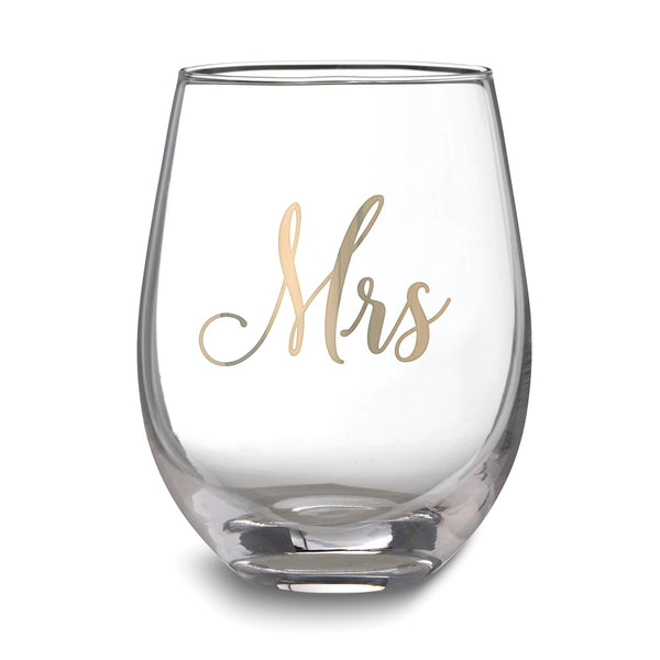 Lillian Rose Gold-tone MRS. Stemless Wine Glass