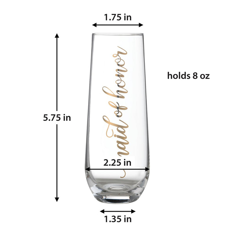 Lillian Rose Gold-tone MAID OF HONOR Stemless Champagne Glass