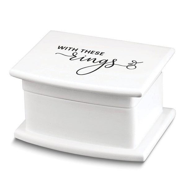 Lillian Rose White WITH THESE RINGS Box with Liner Holds 2 Rings