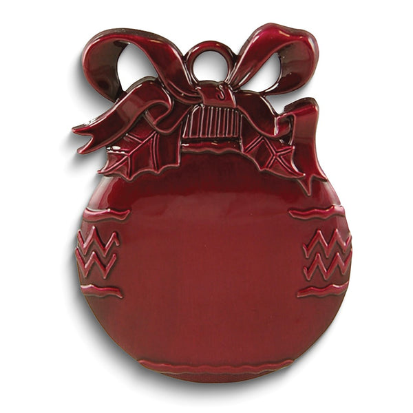 Pewter Burgundy Christmas Bulb Engraveable Ornament