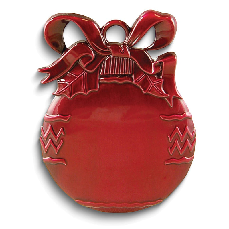 Pewter Red Christmas Bulb Engraveable Ornament