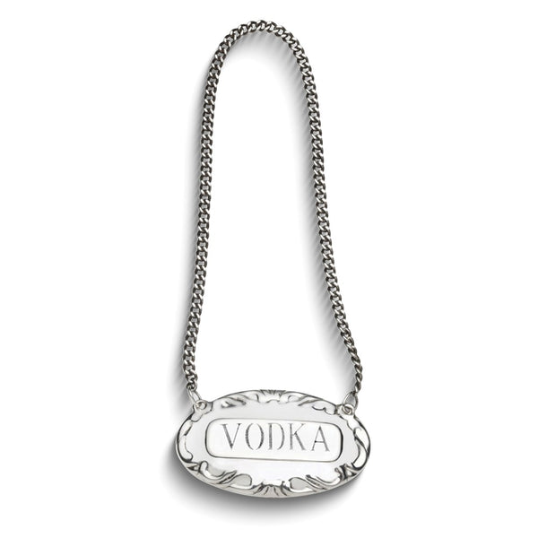 Empire Sterling Silver Vodka Liquor Label with 8 inch Chain
