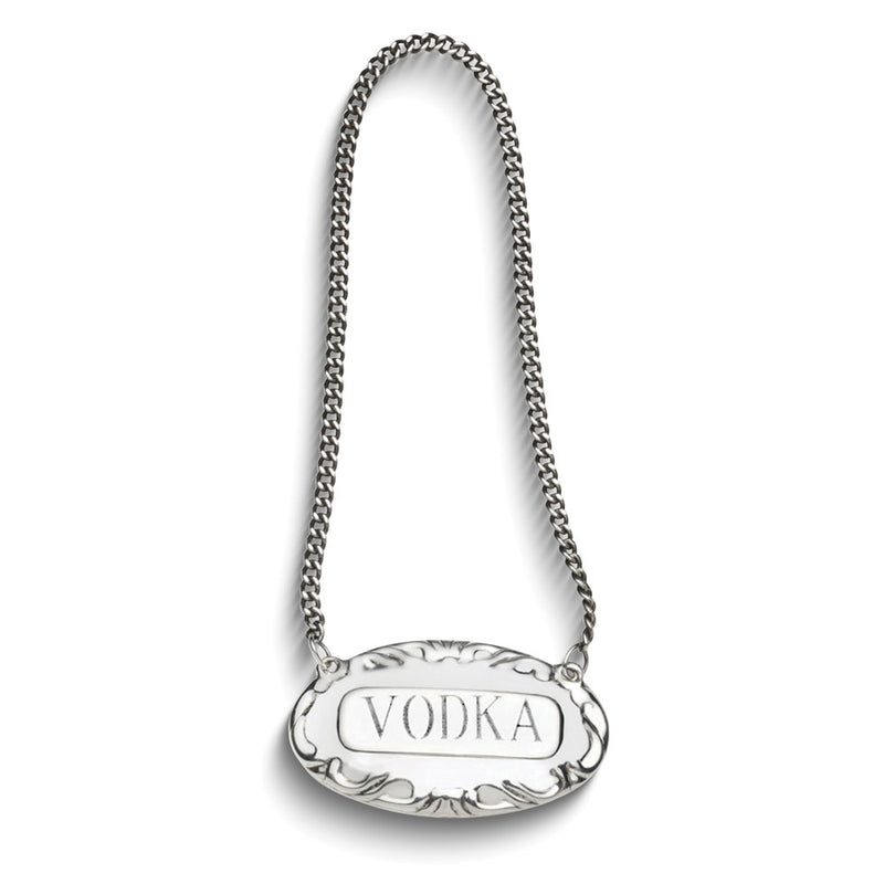 Empire Sterling Silver Vodka Liquor Label with 8 inch Chain
