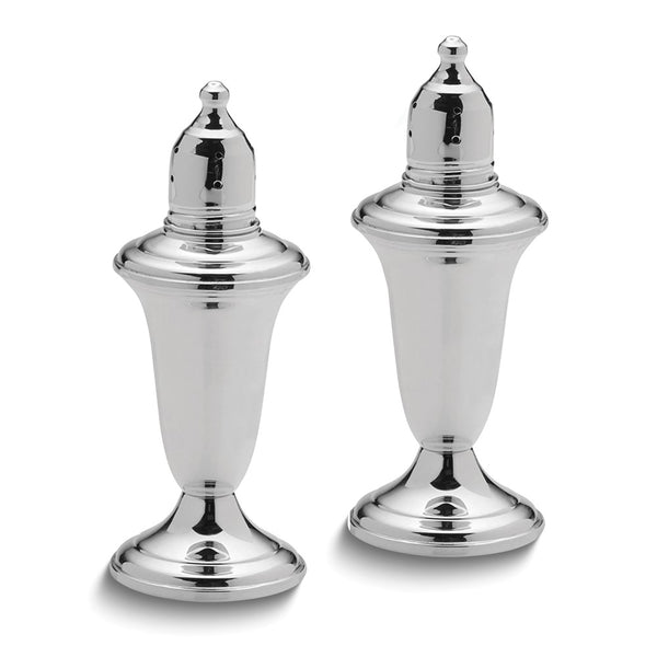Empire Sterling Silver Plain Border Glass Lined Footed Salt and Pepper Set