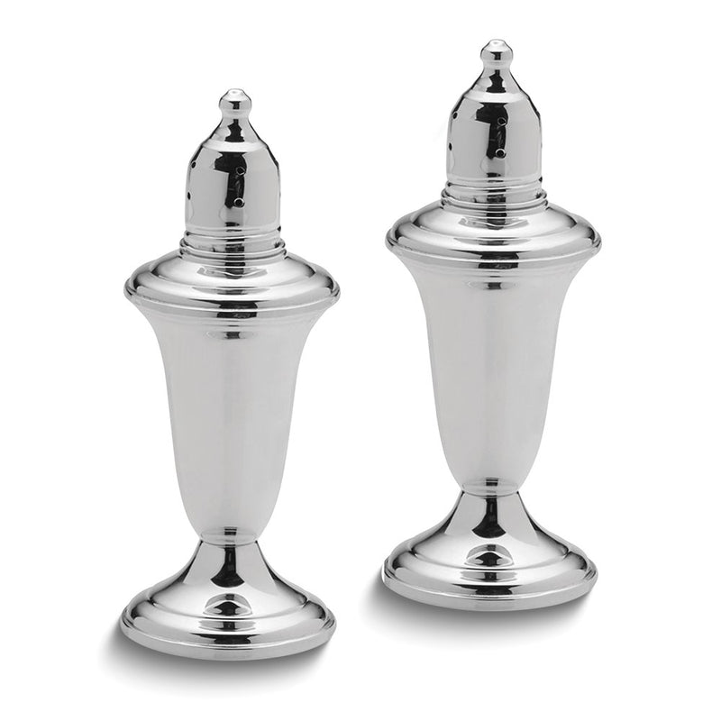 Empire Sterling Silver Plain Border Glass Lined Footed Salt and Pepper Set