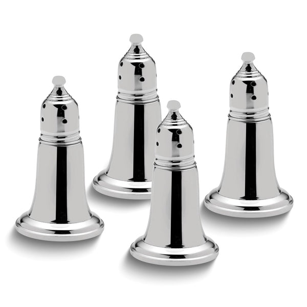Empire Sterling Silver Set of 4 Plain Border Glass Lined Salt and Pepper Shakers
