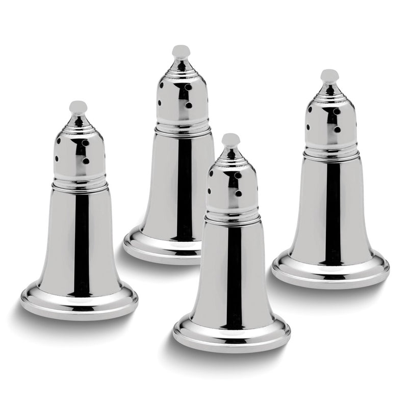 Empire Sterling Silver Set of 4 Plain Border Glass Lined Salt and Pepper Shakers