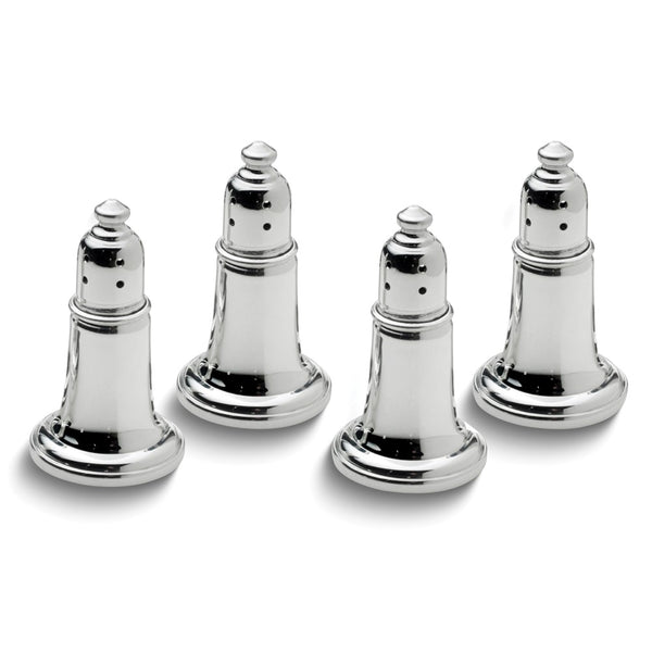 Empire Polished Pewter Glass Lined Set of 4 Salt and Pepper Shakers