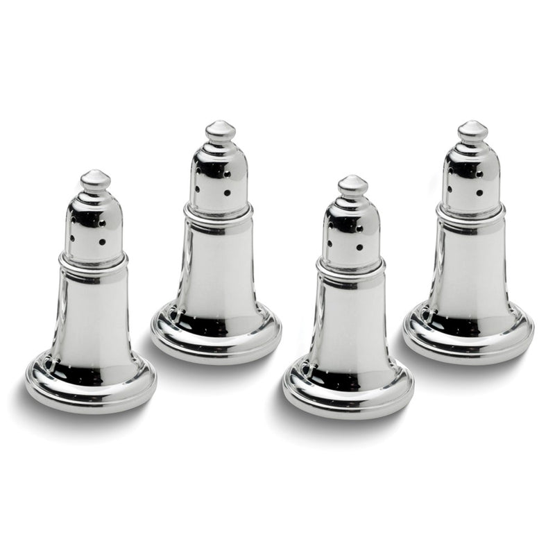 Empire Polished Pewter Glass Lined Set of 4 Salt and Pepper Shakers