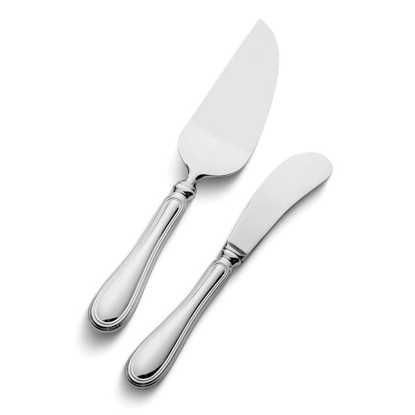 Wallace Giorgio 2 Piece Cheese Set with Sterling Silver Handles and Stainless Steel Blades