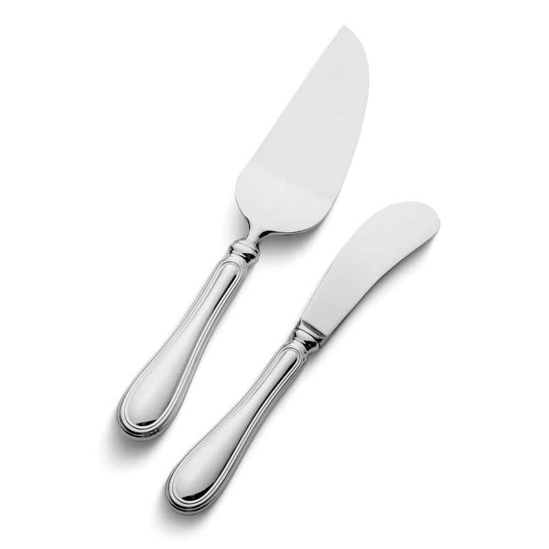 Wallace Giorgio 2 Piece Cheese Set with Sterling Silver Handles and Stainless Steel Blades