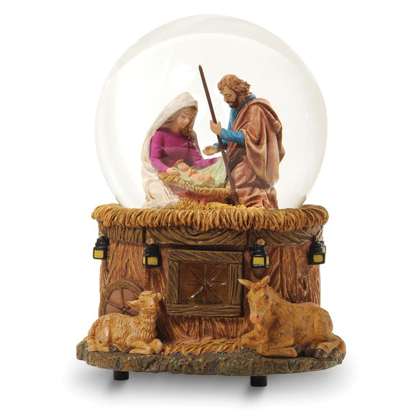 San Francisco Music Box Little Town of Bethlehem Nativity Water Globe - Plays O Little Twon Of Bethlehem