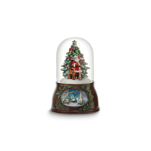 San Francisco Music Box Musical (Plays Jolly Old St. Nick) Santa and Tree Domed Water Globe