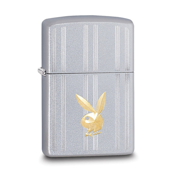 Zippo Playboy Bunny Satin Chrome Auto Two Tone Lighter