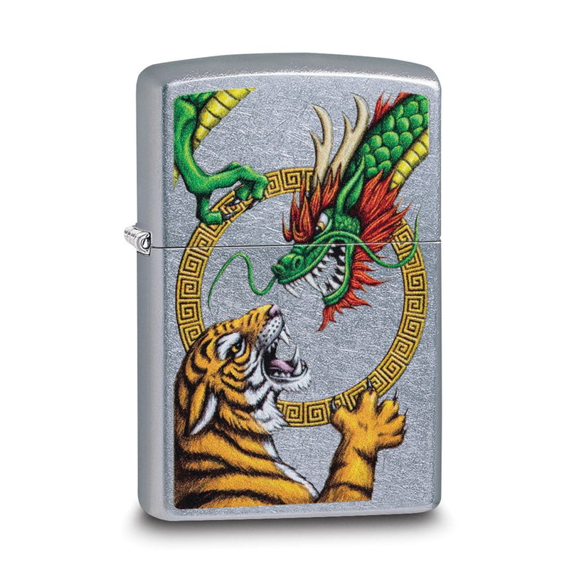 Zippo Street Chrome Tiger and Chinese Dragon Lighter