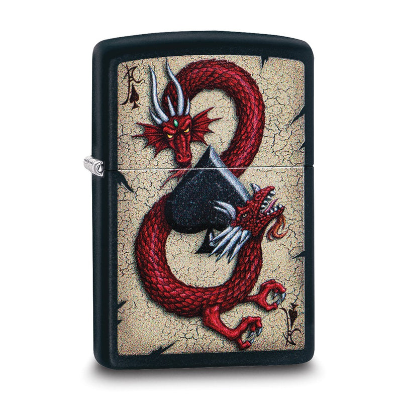 Zippo Black Matte Dragon Ace of Spades Lighter