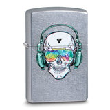 Zippo Street Chrome Skull with Headphones Lighter