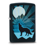 Zippo Black Matte Howl at the Moon Wolf Lighter