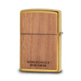 Zippo Woodchuckr USA Brushed Brass with Mahogany Emblem Lighter