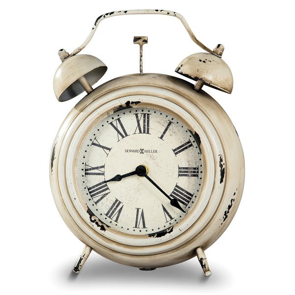 Howard Miller Harriet Antique White Finish Mantel Clock with Decorative Bells