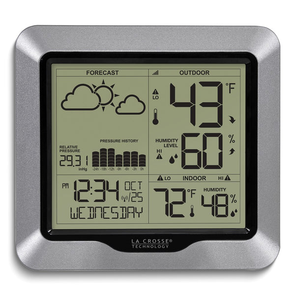 Wireless Forecast Weather Station with Atomic Time, Alarm, Temperature, and Barometer