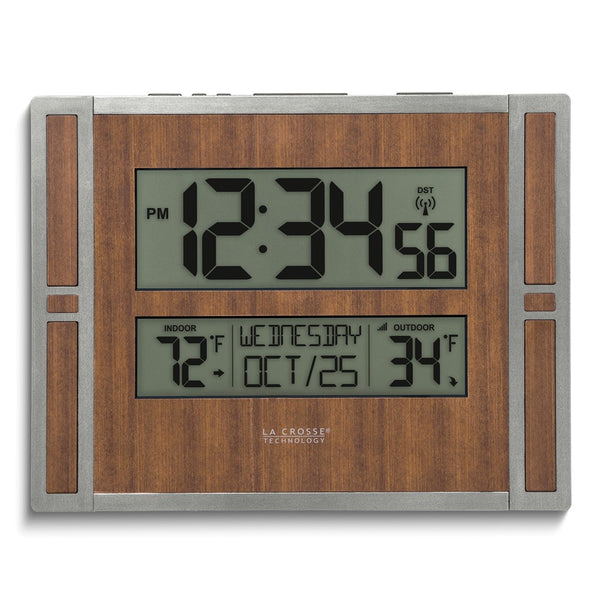 Wood Finish Weather Station with Temperature, Atomic Time and Date