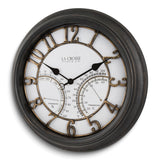 Courtyard 19 inch Indoor/Outdoor Bronze Finish Plastic Wall Clock with Temperature and Humidity