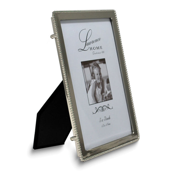 Silver-tone Beaded Edge Metal 5x7 Frame