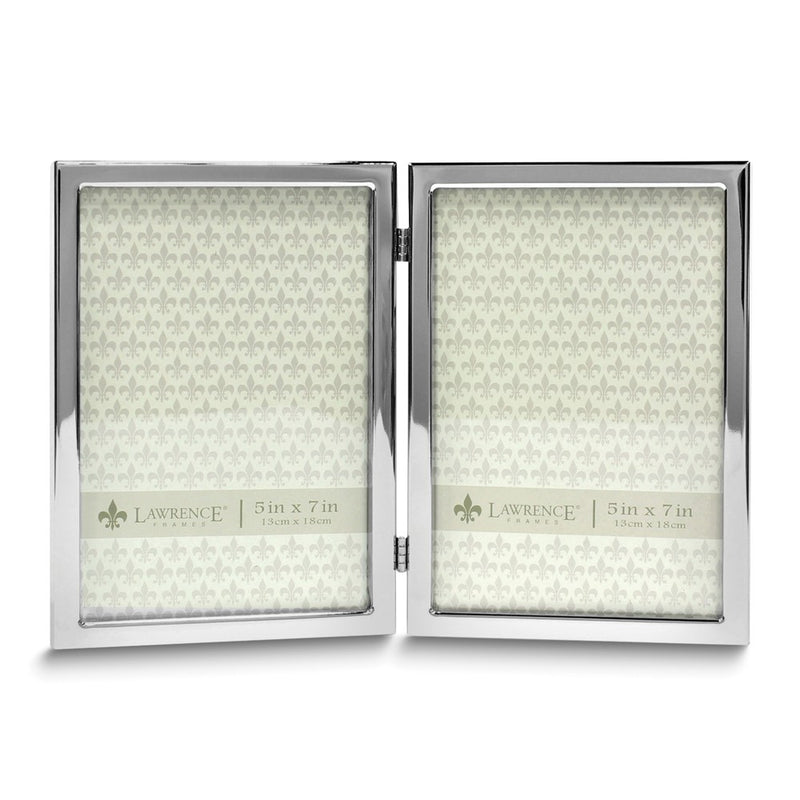 5x7 Hinged Double Silver-tone Standard Metal Frame